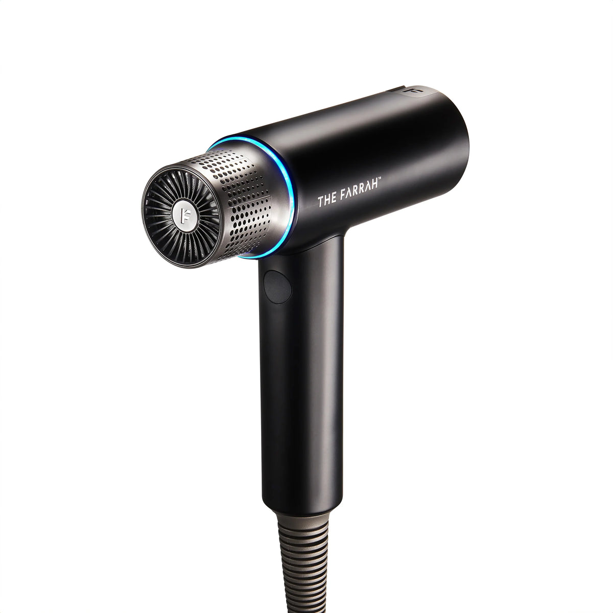 back vent view of black hair dryer