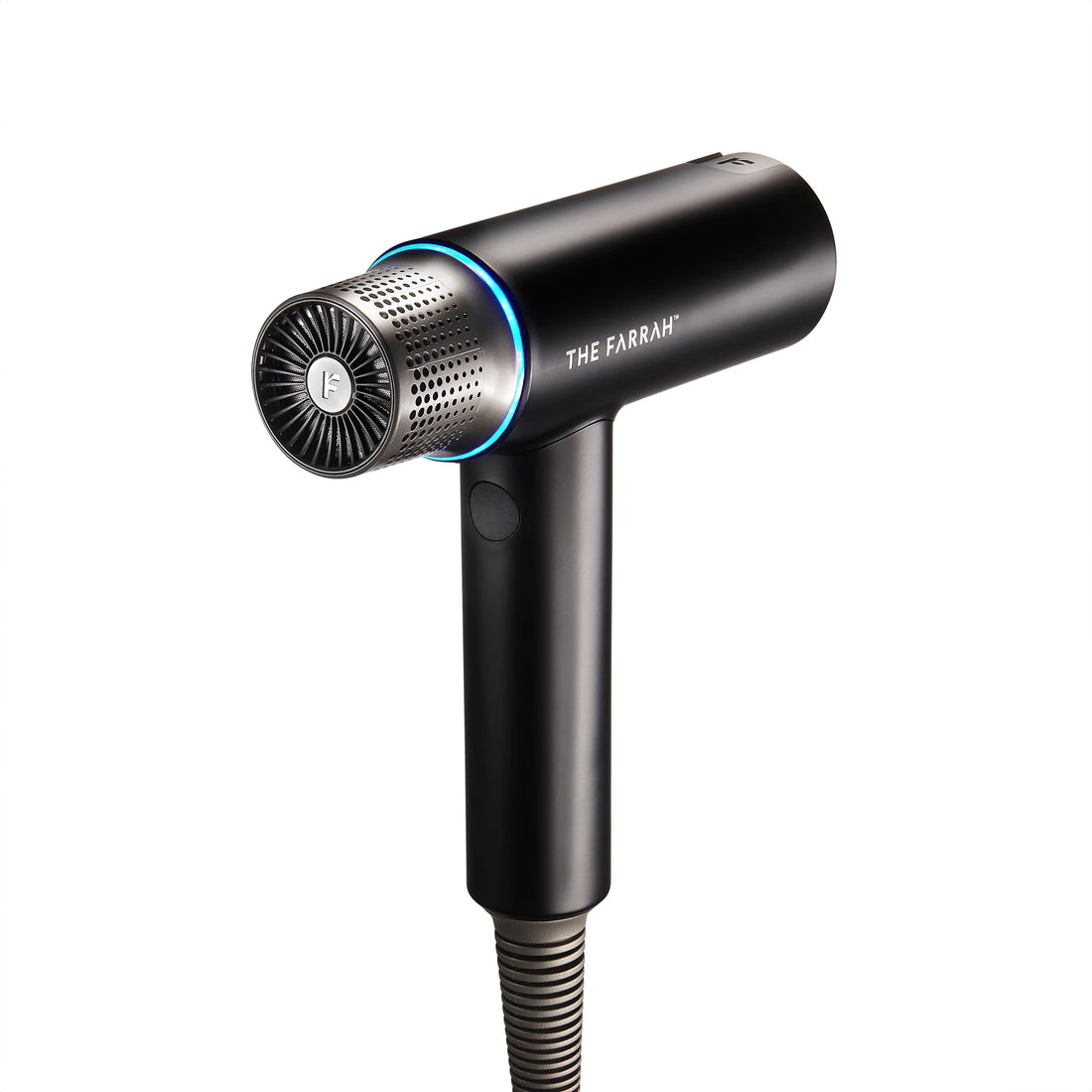back vent view of black hair dryer 