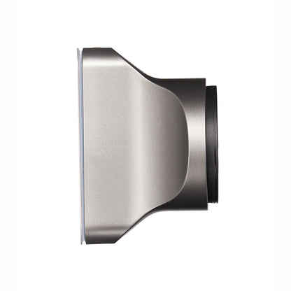 closeup side view of silver hair concentrator attachment for hair dyer 