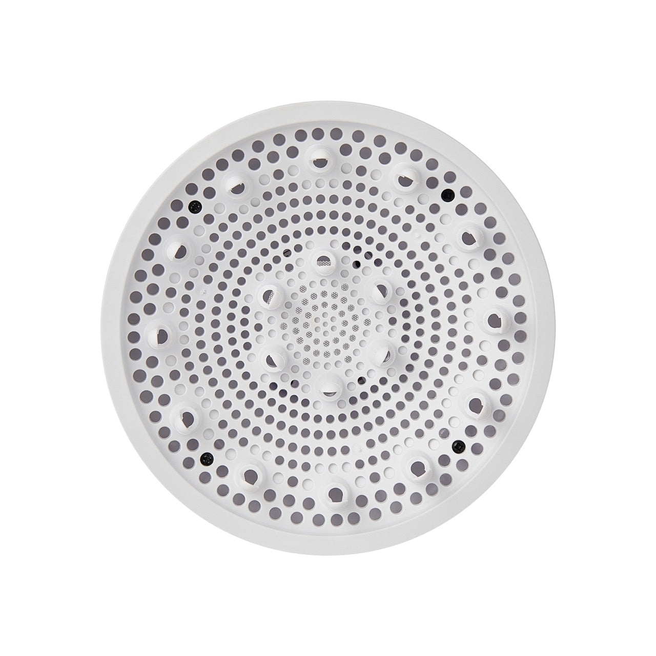 front facing close up on a white hair diffuser attachment on a white background 
