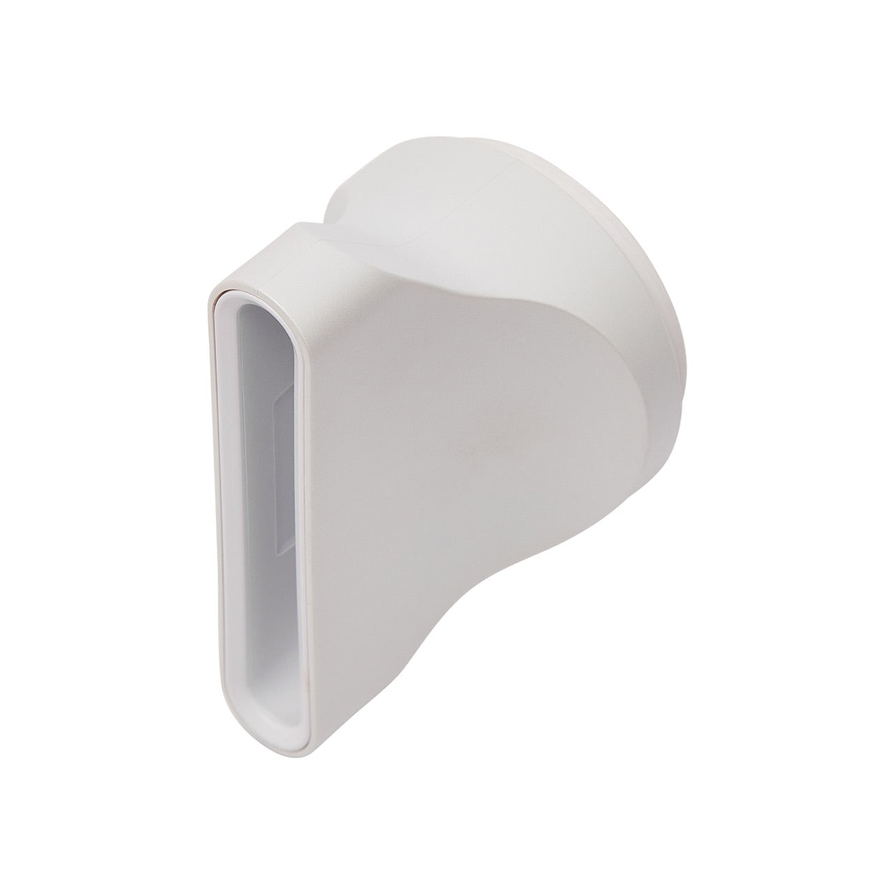 closeup on a white hair concentrator attachment on white background 