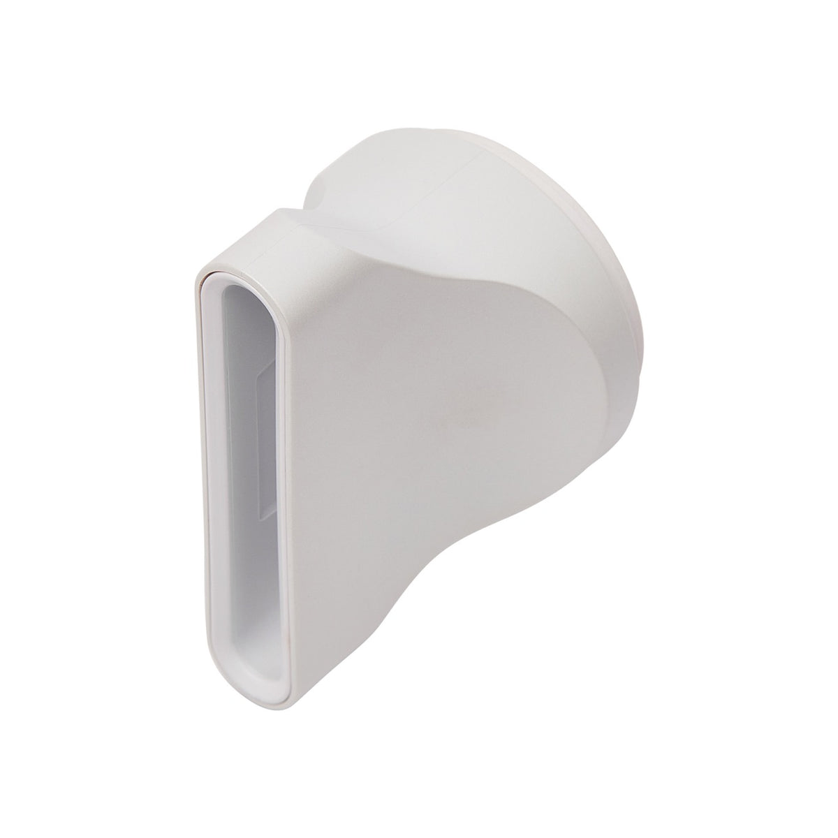 closeup on a white hair concentrator attachment on white background 